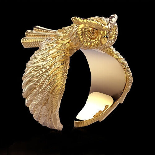 Mens Vintage Owl Ring