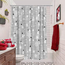 Merry Christmas Shower Curtain, Snowman and Snowflake on Grey Background Digital Print, Fabric Bathroom Decor with Hooks, 180x180