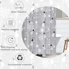 Merry Christmas Shower Curtain, Snowman and Snowflake on Grey Background Digital Print, Fabric Bathroom Decor with Hooks, 180x180