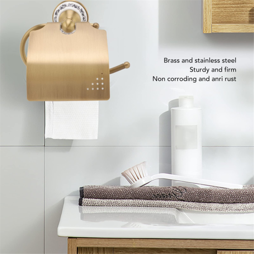 Metal Paper Towel Holder Rack with Porcelain Decoration Wall Mounted