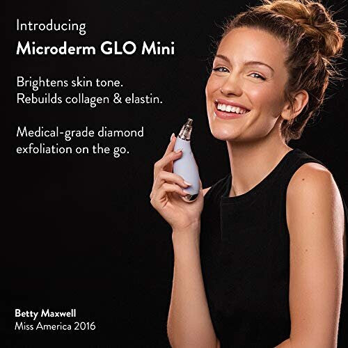 Microderm GLO MINI Diamond Microdermabrasion and Suction Tool - Best Pore Vacuum for Skin Toning - #1 Advanced Facial Treatment Machine - Promotes Col