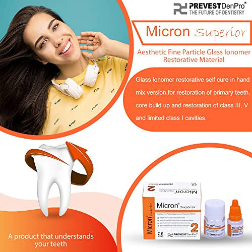 Micron Superior Radiopaque Glass Ionomer Dental Cement A2 Natural Shade for permanent dental restorations