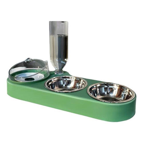 (mint green) High-capacity Pet Feeder Bowl Beveled Mouth Set With Water Splash-proof Automatic Drinking Multi-functional Cat Dog Food Bowl