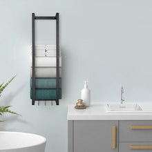 Modern Carbon Steel Wall Mounted Towel Rack with Hooks