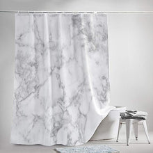 Modern Marble Textur Waterproof Shower Curtains for Bathroom Simple Generous White Polyester Bath Curtain Set with Hooks