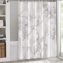 Modern Marble Textur Waterproof Shower Curtains for Bathroom Simple Generous White Polyester Bath Curtain Set with Hooks