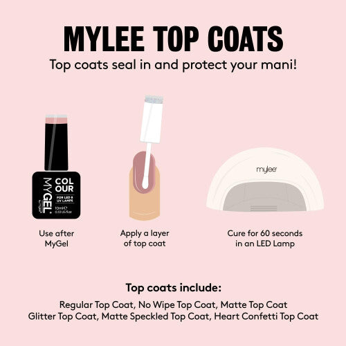 MYGEL by Mylee Nail Gel Polish Top Coat 15ml, UV/LED Soak-Off Nail Art Manicure Pedicure for Professional, Salon & Home Use, Long Lasting, Easy to