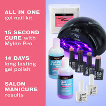 Mylee Complete Professional Gel Nail Polish LED Lamp Kit, 4x MyGEL Colours, Top & Base Coat, Mylee PRO Salon Series Convex Curing® LED Lamp, Prep &