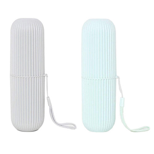 NA Toothbrush Case Portable Toothbrush Holder Multifunctional Travel Toothbrush Case Toothbrush Cup 2packs (Green and Gray)