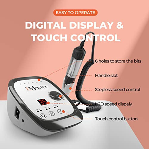 Nail Drill 35000RPM, Electric E File with Touch Control with Foot Pedal & 6 Bits, Safe Nail File Sander for Acrylic Nails Gel Nails, Professional