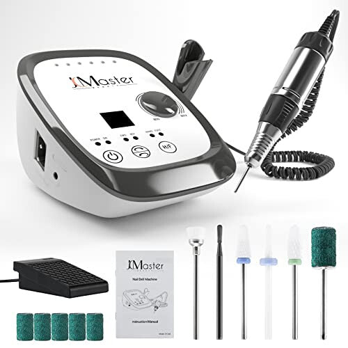 Nail Drill 35000RPM, Electric E File with Touch Control with Foot Pedal & 6 Bits, Safe Nail File Sander for Acrylic Nails Gel Nails, Professional