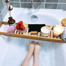 Natural Bamboo Bath Caddy Bridge Wood Rack Caddy Bathroom Shelf Fit Most Bathtub