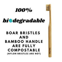 '- Natural Boar Bristle Bamboo Toothbrush - Compostable and Biodegradable