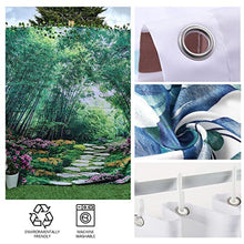 Nature Scenery Outdoor Curtains Waterproof Distance Mountains and Waterfall Green Wood 3D Print Shower Curtain Garden Scene with 12 Hooks Machine