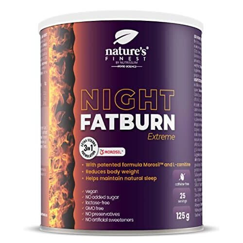 Nature's Finest Night FatBurn Extreme Weight Loss | 4in1 Slim Fast While Sleeping Fat Burner with Morosil, L-carnitine | Vegan, GMO Caffeine