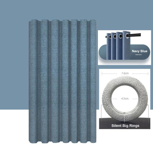 (navy blue, W200xH180cm) Imitation Linen Shower Curtain With Big Rings Bathroom Waterproof Thick Fabric Bath Curtains Bathtub Large Modern Bathing Cover