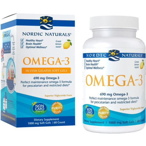 Nordic Naturals Omega-3 in Fish Gelatin Softgels 60's