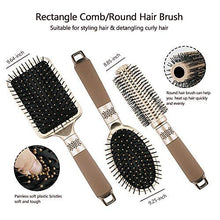 NVTED Hair Brush Set with Detangling Nylon Pins Massage Paddle Brush Cushion Hair Combs Hair Dryer Brush for Women Men Kids Girls… (Gold)