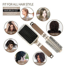 NVTED Hair Brush Set with Detangling Nylon Pins Massage Paddle Brush Cushion Hair Combs Hair Dryer Brush for Women Men Kids Girls… (Gold)