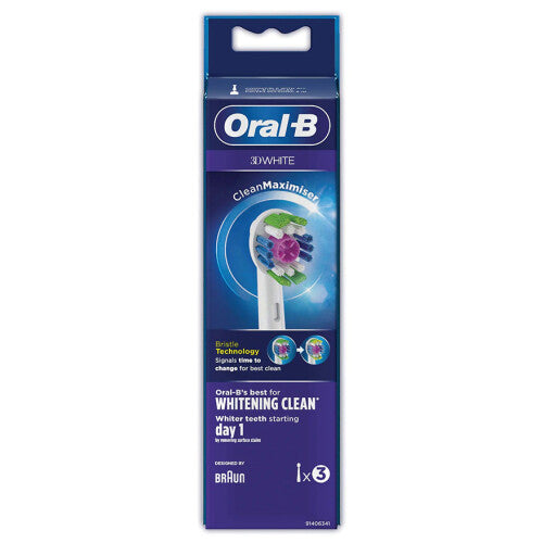 Oral-B 3D White Brush Head with Clean Maximiser - 3 Counts