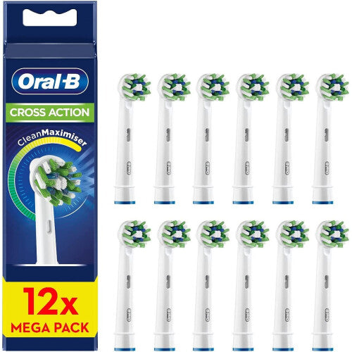 Oral-B CrossAction Toothbrush Head with CleanMaximiser Technology, Pack of 12, Mailbox Sized Pack