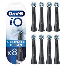 Oral-B iO Ultimate Clean Electric Toothbrush Head, Twisted & Angled Bristles for Deeper Plaque Removal, Pack of 8, Suitable for Mailbox, Black