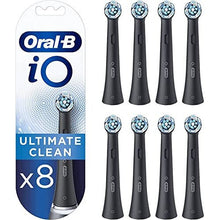 Oral-B iO Ultimate Clean Electric Toothbrush Head, Twisted & Angled Bristles for Deeper Plaque Removal, Pack of 8, Suitable for Mailbox, Black