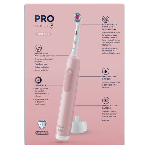 Oral B Pro 3 3500 Electric Rechargeable Toothbrush Head & Travel Case