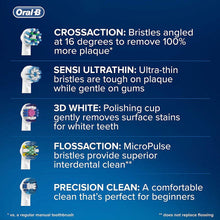 Oral-B Sensi 3D White Replacement Electric Rechargeable Toothbrush Heads, Pack of 8