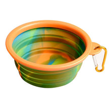 (Orange) Folding Silicone Pet Bowl Portable Dog Food Drinking Water Feeding Supplies Outdoor Bowl