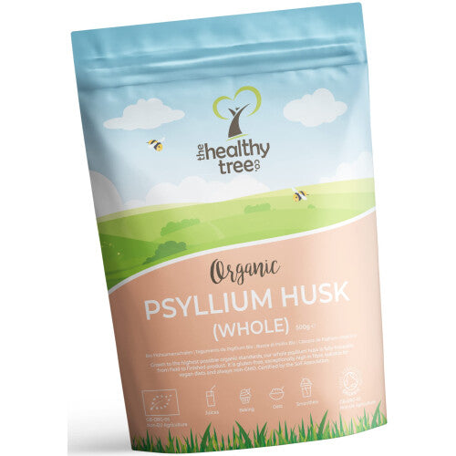 Organic Psyllium Husk (Whole) by TheHealthyTree Company - High Fibre Prebiotic - Vegan, Gluten Free Pure Organic