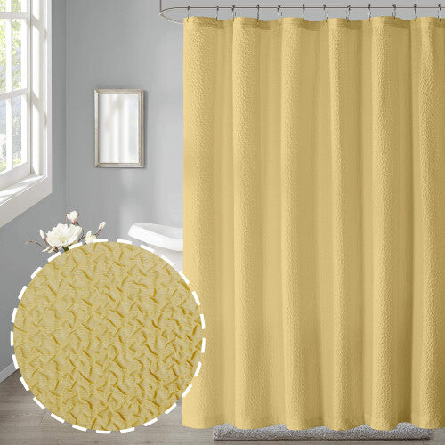 OVZME Yellow Shower Curtain for Bathroom  3D Embossed Textured Kids Shower Curtain  Fabric Washable Heavy Duty Soft Bath Curtai