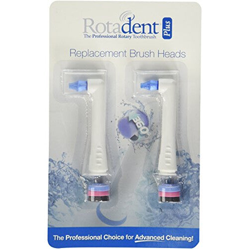 Pack of 2 Rotadent + PLUS Rota Dent Brush Head Short POINTY NEW