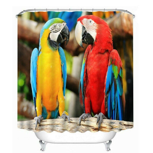 (Parrot, 180X200cm) 3D Pattern Waterproof Shower Curtains Polyester Fabric Bathroom Curtain