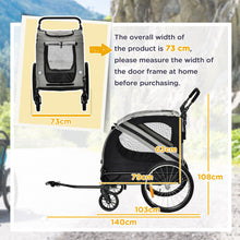 PawHut 2-In-1 Dog Bike Trailer Stroller w/ Universal Wheel Reflector Flag Grey