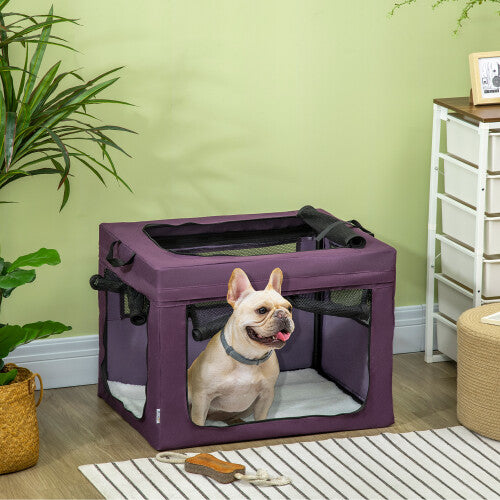 PawHut 69cm Pet Carrier w/ Cushion, for Miniature, Small Dogs - Purple