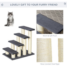 PawHut Dog Steps for Bed 4 Step Pet Stairs ladder for Dog Cat Scratch Post Grey