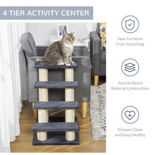 PawHut Dog Steps for Bed 4 Step Pet Stairs ladder for Dog Cat Scratch Post Grey