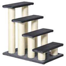 PawHut Dog Steps for Bed 4 Step Pet Stairs ladder for Dog Cat Scratch Post Grey