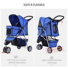 PawHut Dog Stroller W/ Cover, Folding Cat Pram Dog Pushchair for S XS Dogs Blue