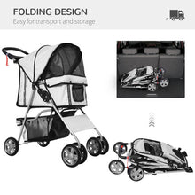 PawHut Dog Stroller W/ Rain Cover, Foldable Pet Pram for S, XS Dogs, Grey