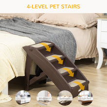 PawHut Four-Step Foldable Pet Stairs w/ Non-Slip Mats, for S, XS Dogs - Brown