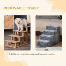 PawHut Four-Step Portable Dog Stairs with Washable Plush Cover, for Small Pets