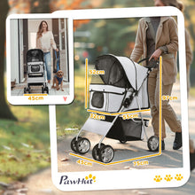 PawHut Pet Stroller Carrier Foldable Deluxe Jogger Walk Travel Dog Cat Grey