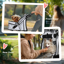 PawHut Pet Stroller Carrier Foldable Deluxe Jogger Walk Travel Dog Cat Grey