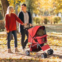 PawHut Pet Stroller Carrier Foldable Deluxe Jogger Walk Travel Dog Cat Red