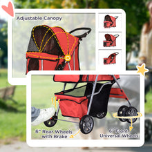 PawHut Pet Stroller Carrier Foldable Deluxe Jogger Walk Travel Dog Cat Red