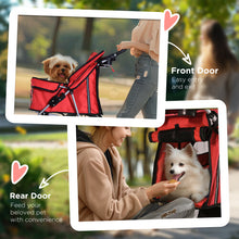 PawHut Pet Stroller Carrier Foldable Deluxe Jogger Walk Travel Dog Cat Red