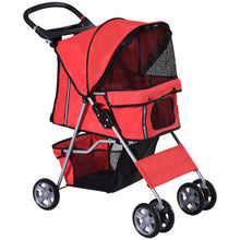 PawHut Pet Stroller Carrier Foldable Deluxe Jogger Walk Travel Dog Cat Red