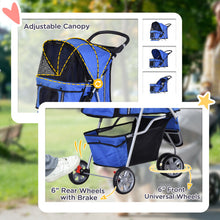 PawHut Pet Stroller Pushchair Carrier for Cat Puppy with 3 Wheels Blue